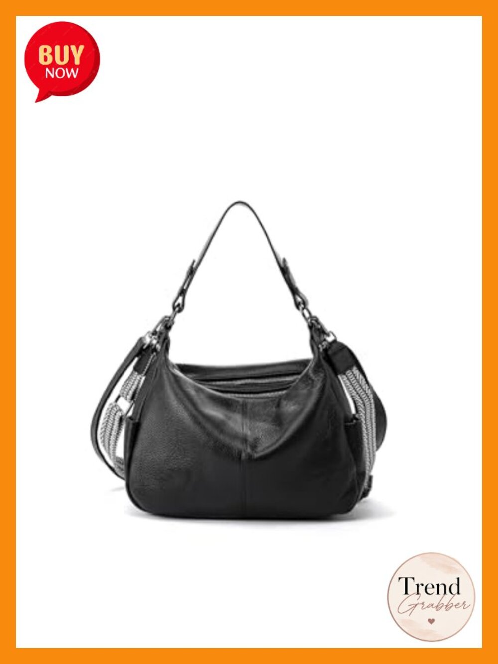Genuine Leather Hobo Bag Crossbody Handbag 3 Straps Women Shoulder Purse